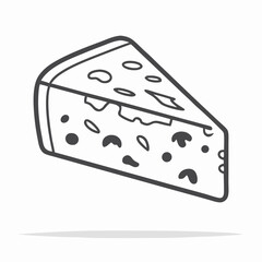 Line art drawing of a slice of cheese with holes