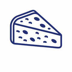 Blue Line Drawing of a Slice of Cheese