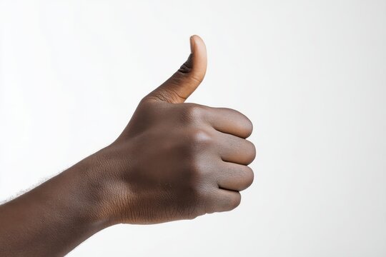 Hand showing thumbs up gesture against a plain background conveying positivity and approval
