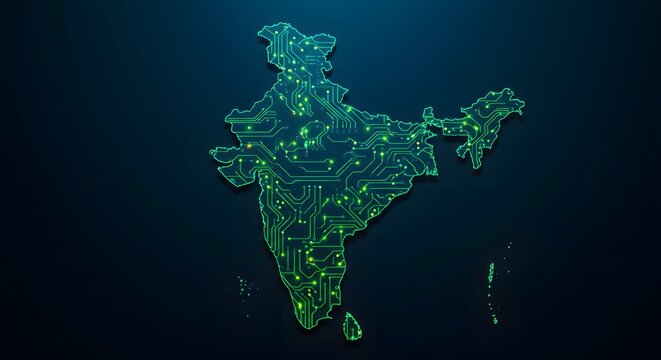 India circuit board map graphic