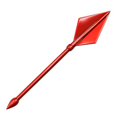 Bold Arrow with an Assertive Form in Cherry Red Color Isolated on Transparent Background