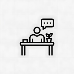 Black and White Line Art illustration of office desk