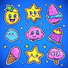 Cute cartoon food and star patches