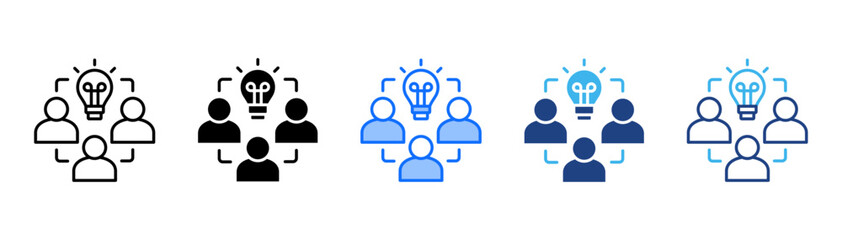 Teamwork Icon Set With Multiple Style Collection 