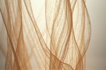 Obraz premium Delicate cream fabric texture with flowing sheer translucent layers