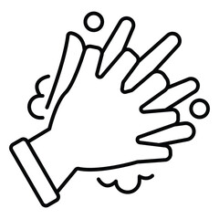 Proper Finger Washing Technique Outline Vector Icon