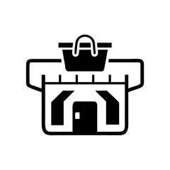 Retail Center Icon – Outline Style Commercial Building


