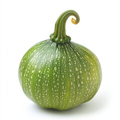 Green kabocha squash close up shot on a white background