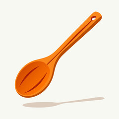 Orange Wooden Serving Spoon, Kitchen Utensil