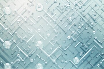Futuristic circuit board: abstract geometric pattern with light blue tones and spherical elements