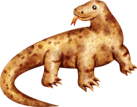 watercolor comodo dragon