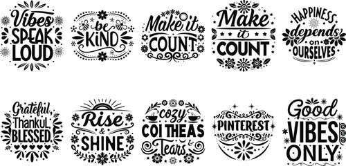 Fototapeta premium Uplifting Handwritten Quote Set with Kindness and Gratitude