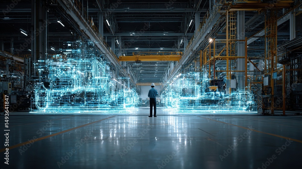 Aufkleber ai-enhanced machine learning model visualized in manufacturing environment