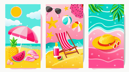 Summer vibes Bright tropical beach scenes evoke a sense of relaxation and joyful sunny vacation with
