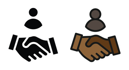 Handshake icon set black and brown variations for diversity