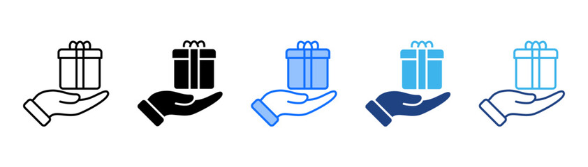 Fototapeta premium Gift Icon Set With Multiple Style Collection 