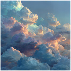 Abstract with soft gradients, resembling clouds, blues