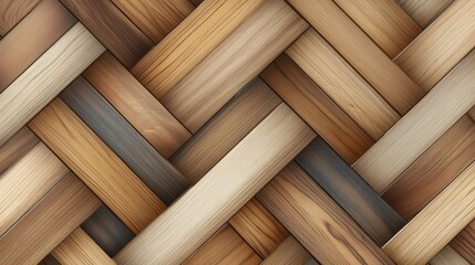 Intertwined wooden planks creating herringbone pattern