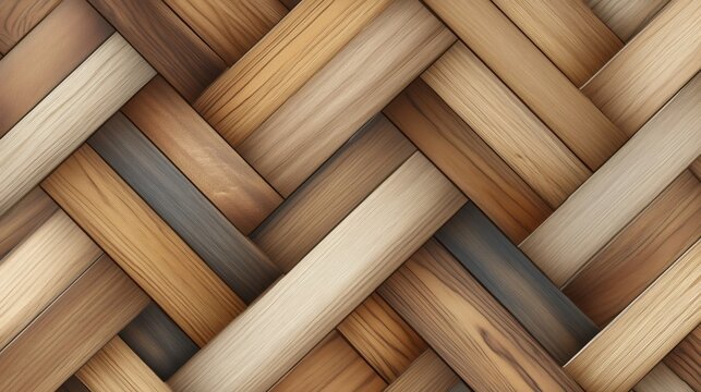 Intertwined wooden planks creating herringbone pattern