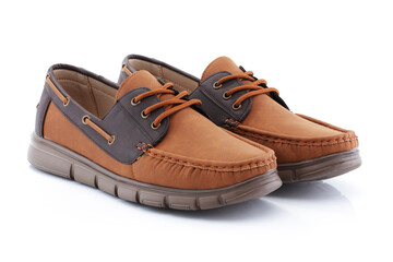 Mens brown shoes loafers side view