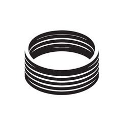 Black Color Ring Silhouette Vector Illustration, Solid White Background. minimal vector design