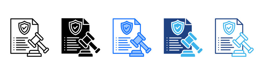 Legal Icon Set With Multiple Style Collection 