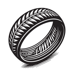 Black Color Ring Silhouette Vector Illustration, Solid White Background. minimal vector design