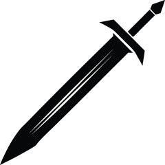 Sword silhouette, illustration of a sword on white background