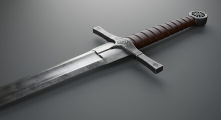 Medieval Sword Close-Up with Leather Grip