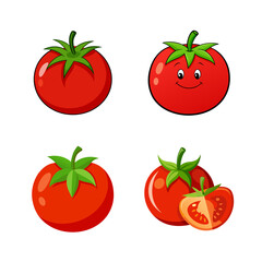 set of tomatoes isolated on transparent background