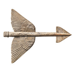 A Stone Arrow with Assyrian Winged Disks Divine Pro Isolated on Transparent Background