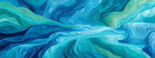 Obraz premium Soft fluid shapes in blue and turquoise merging smoothly, like abstract water currents