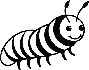 Caterpillar silhouette, crawling insect icon