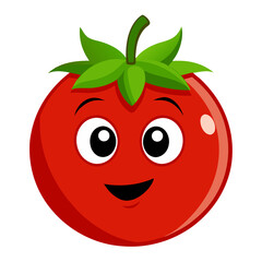 red tomato cartoon on transparent background