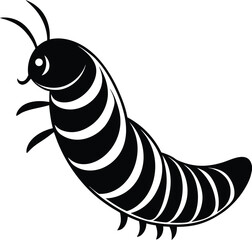 Caterpillar silhouette, crawling insect icon