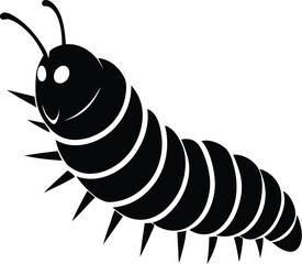 Caterpillar silhouette, crawling insect icon