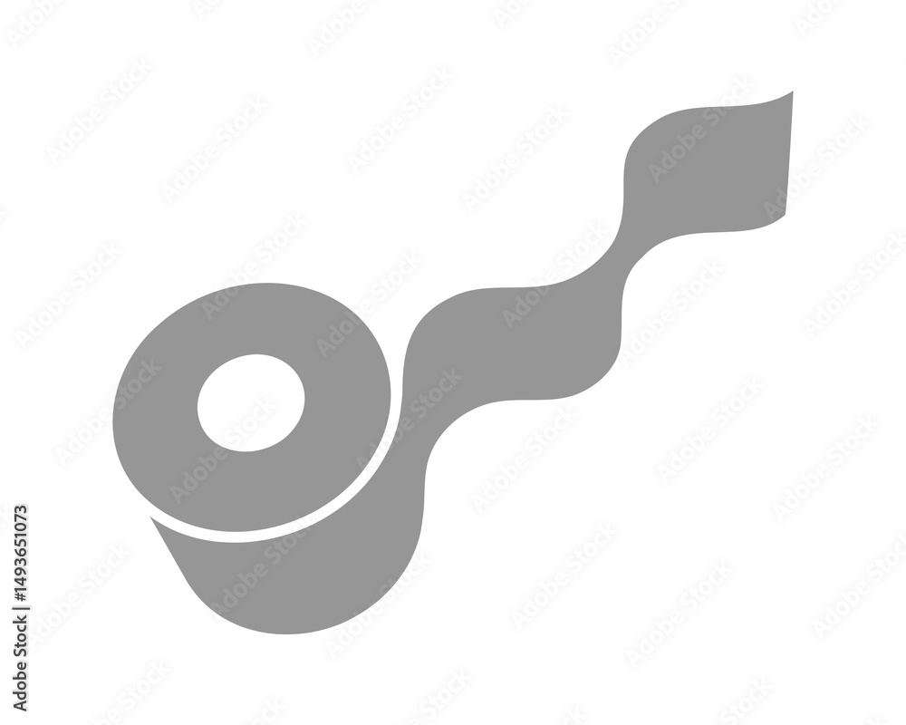 Poster simple, minimalist icon of a roll of tape unfurling. perfect for representing concepts of process, f