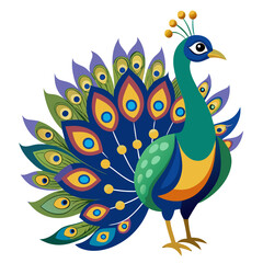 peacock with feathers isolated on transparent background