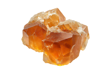 Macro View of Two Calcite Crystals isolated on transparent background
