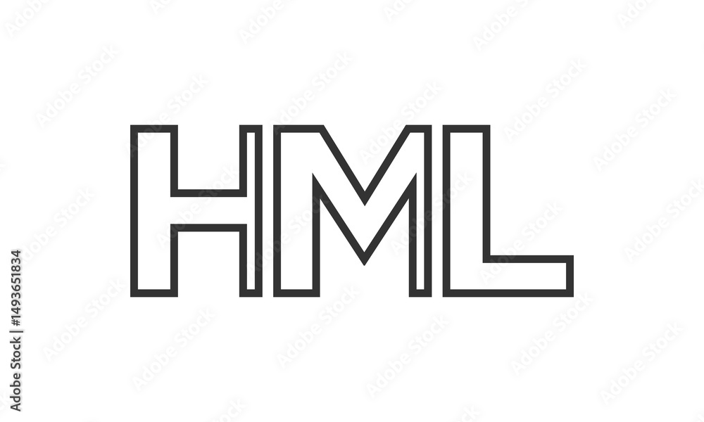 Poster hml logo design template with strong and modern bold text. initial based vector logotype featuring s