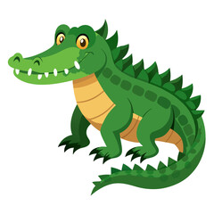cartoon crocodile with a smile isolated on transparent background