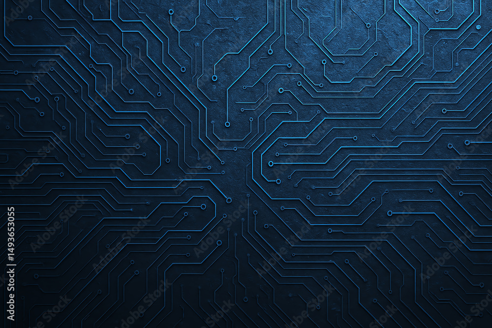 Aufkleber a blue abstract circuit board design, featuring intricate lines and patterns. this digital backgroun