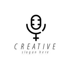 Creative Microphone Logo Design with Female Symbol