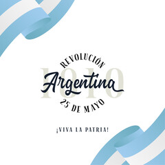 Naklejka premium Revolución Argentina. 25 de Mayo de 1810. Revolución de Mayo. Viva la patria