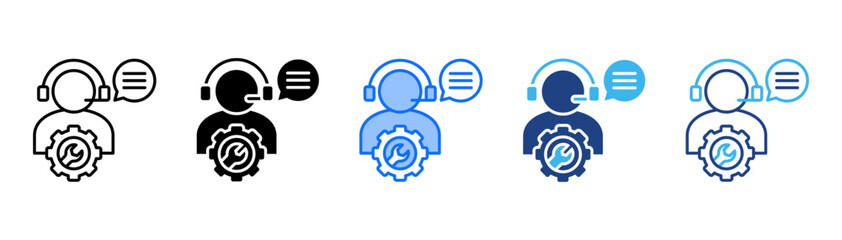 Technical Support Icon Set With Multiple Style Collection 