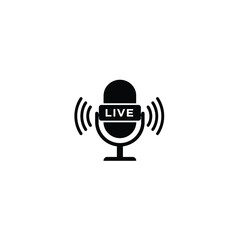 Live microphone broadcast streaming icon symbol