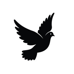 Fototapeta premium Black silhouette dove flying peace symbol