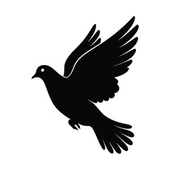 Black silhouette dove flying peace symbol