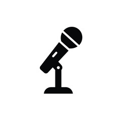 Microphone on stand simple black icon design