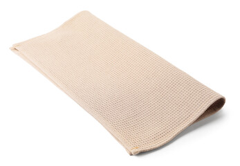 Clean beige waffle towel isolated on white